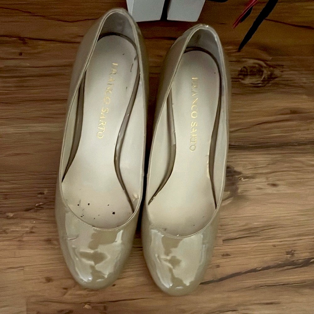 Franco Sarto Beige/Tan Pumps with Rounded Toe and Smooth Finish